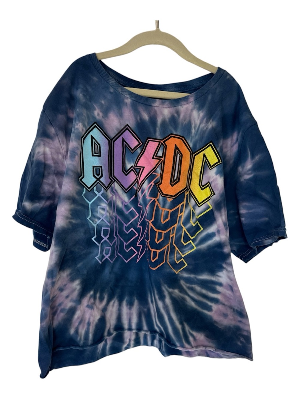 AC/DC adult Tie-Dye Graphic cropped Tee